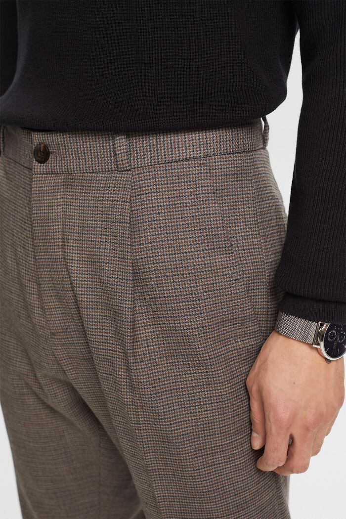 Bukser i uld med hanefjedsmønster, BROWN GREY, detail image number 2