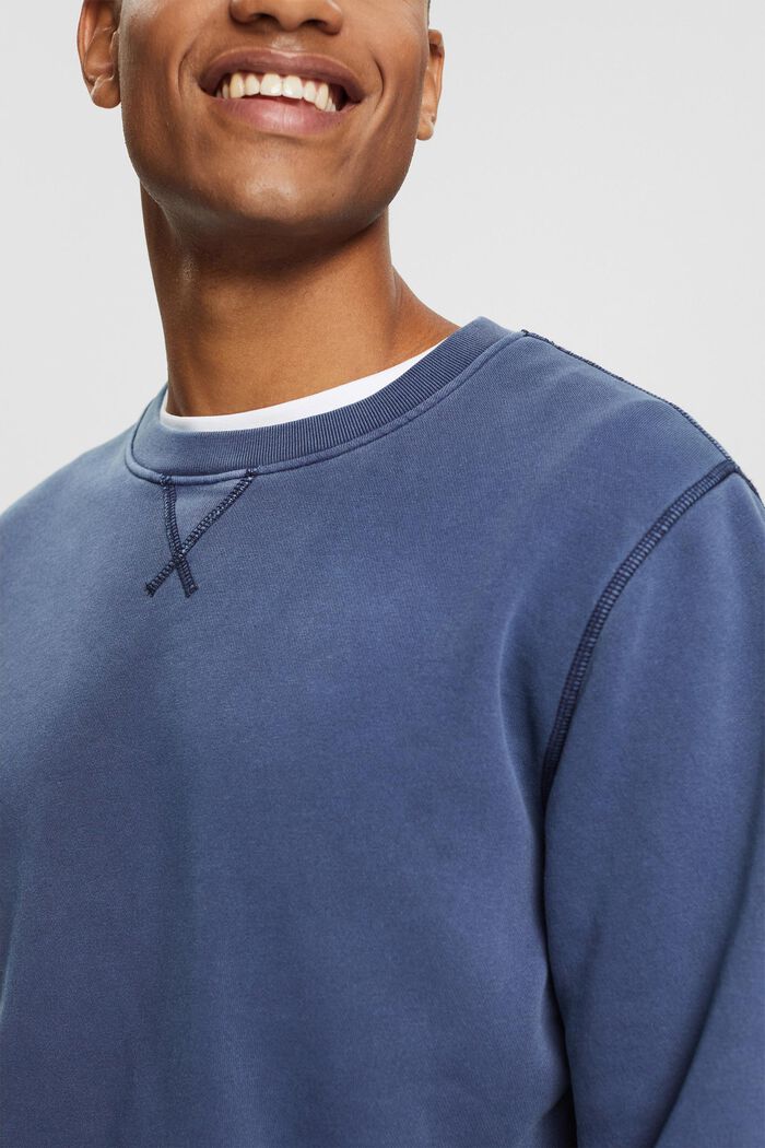 Ensfarvet sweatshirt i regular fit, NAVY, detail image number 0