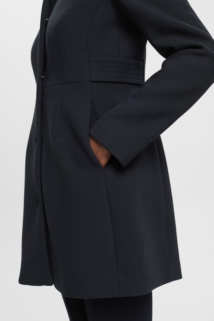 Taljeret frakke med skjult revers, BLACK, detail image number 4