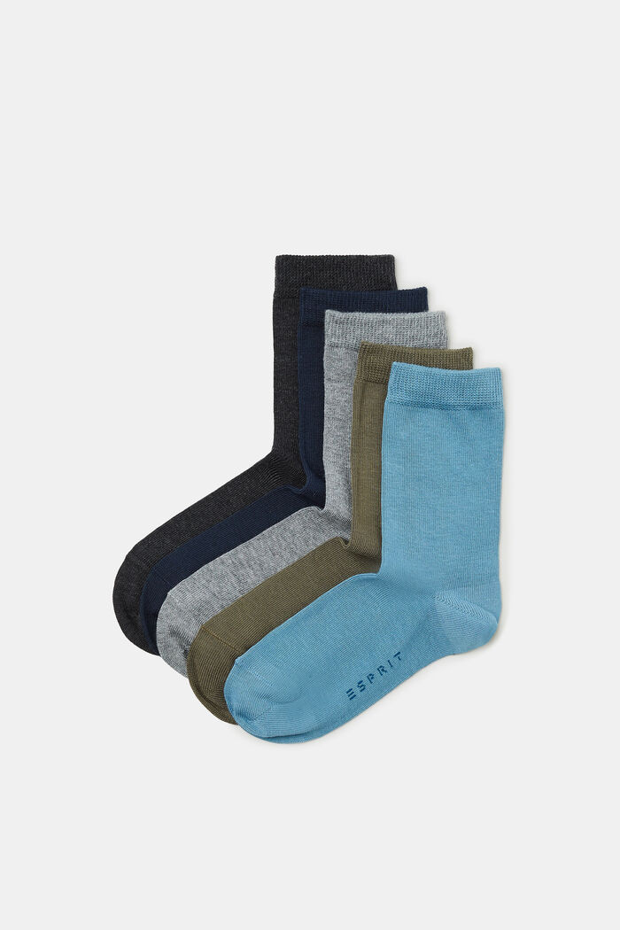 Fem par ensfarvede sokker, SORTIMENT, detail image number 0