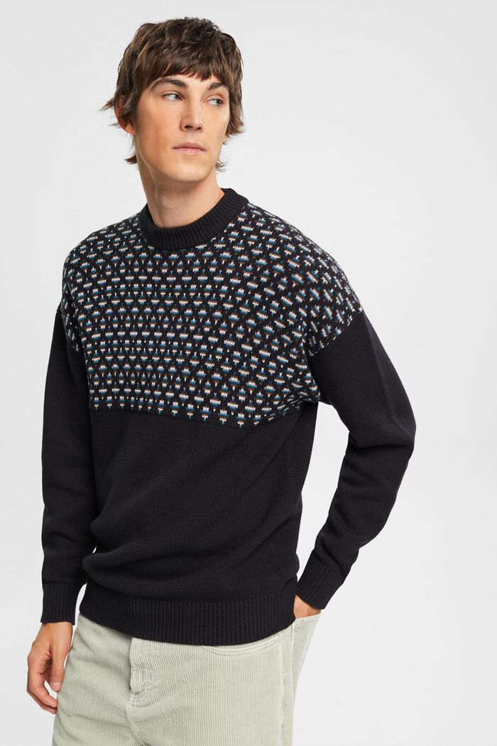 Pullover med jacquard-mønster, BLACK, detail image number 0