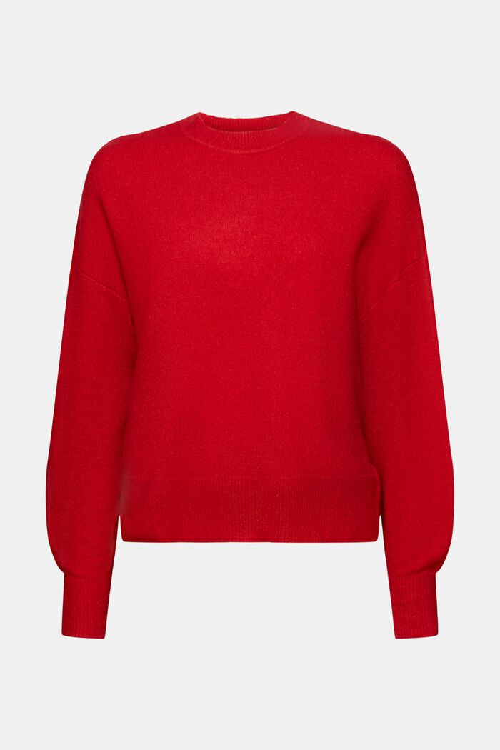 Striksweater med blouson-ærmer, DARK RED, detail image number 6