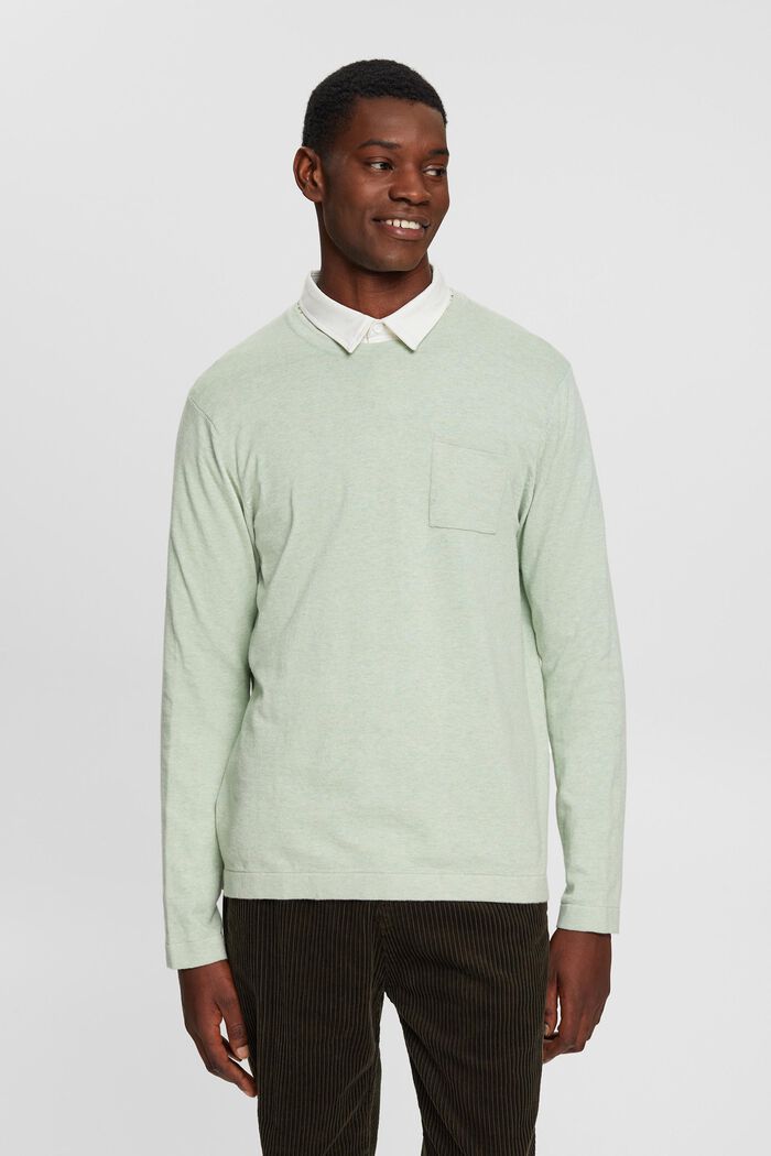 Strikket sweater med brystlomme, LIGHT AQUA GREEN, detail image number 0