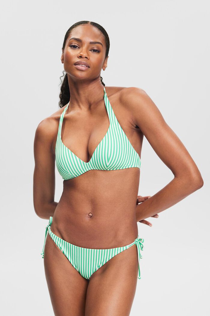 Halterneck-bikinitop med striber, GREEN, detail image number 0