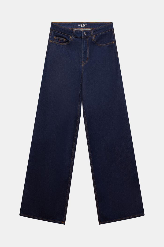Retro-jeans med høj talje og vide ben, BLUE RINSE, detail image number 7