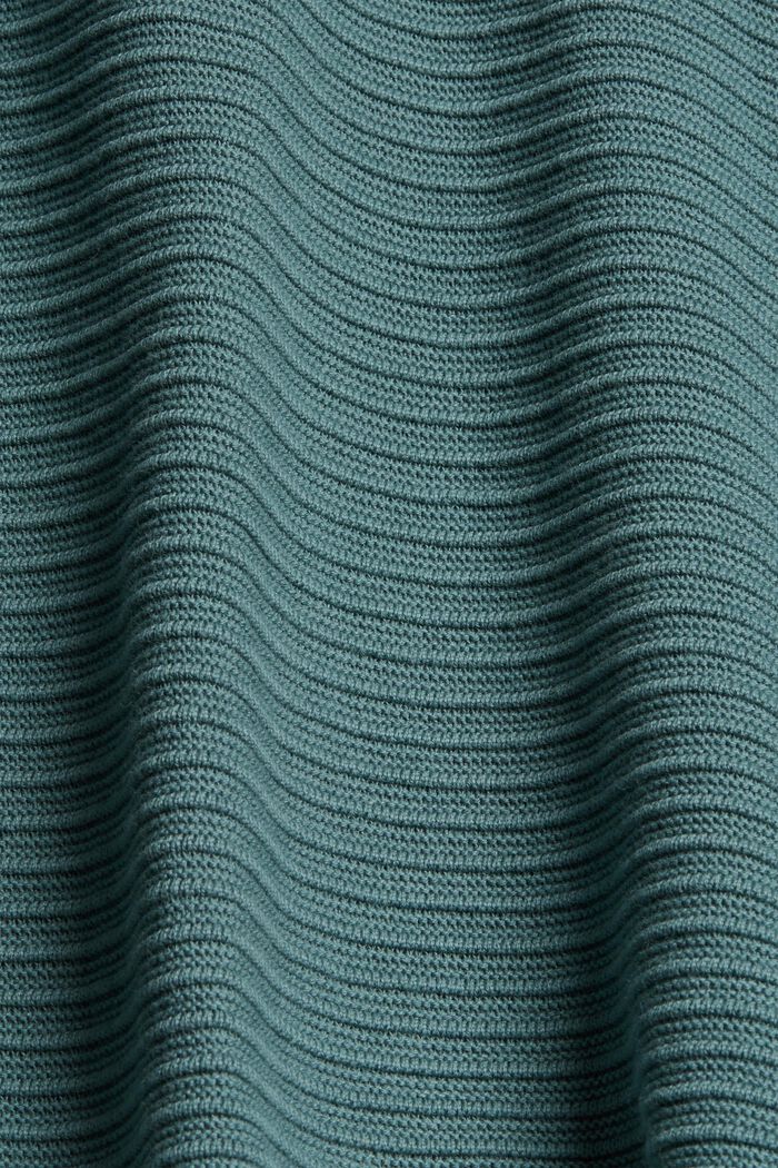 Pullover med ribstruktur, økologisk bomuld, TEAL BLUE, detail image number 4
