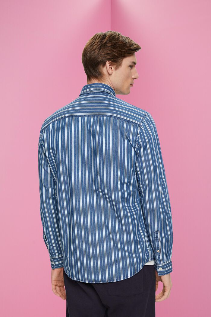 Slim fit-denimskjorte med striber, ICE, detail image number 3