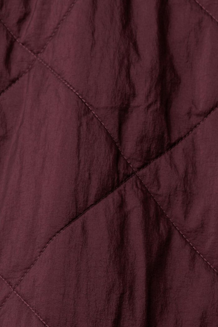 Quiltet frakke med ribbet krave, BORDEAUX RED, detail image number 4