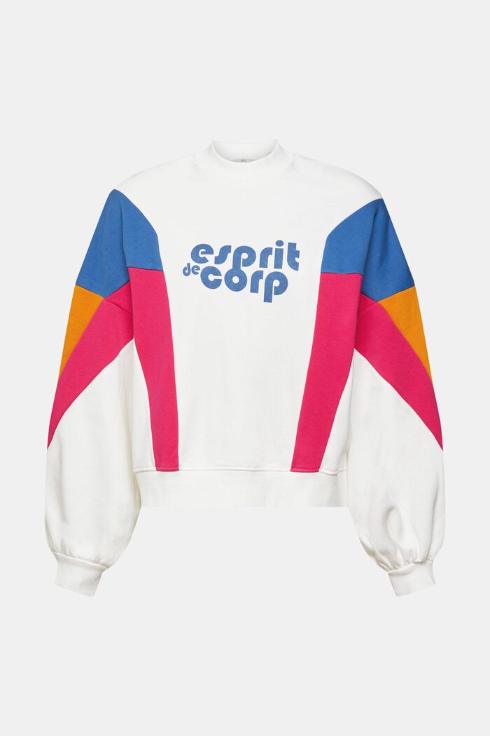 Sweatshirt med colourblocking og logoprint, OFF WHITE, detail image number 6