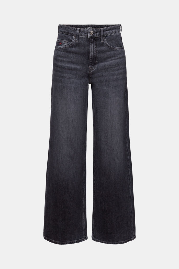Jeans med høj talje og vide ben, BLACK MEDIUM WASHED, detail image number 7