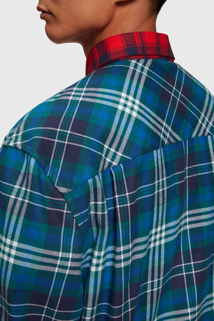 Flonelskjorte med patchwork-mønster i blandet tern, RED, detail image number 4