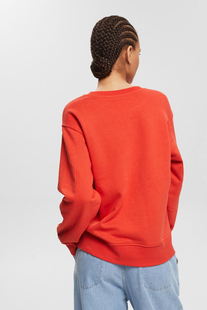 Sweatshirt med kulørt logobroderi, ORANGE RED, detail image number 3