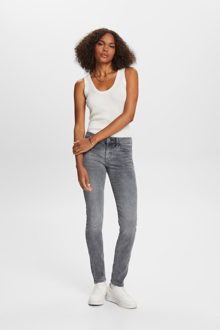 Slim jeans med mellemhøj talje, GREY MEDIUM WASHED, detail image number 5