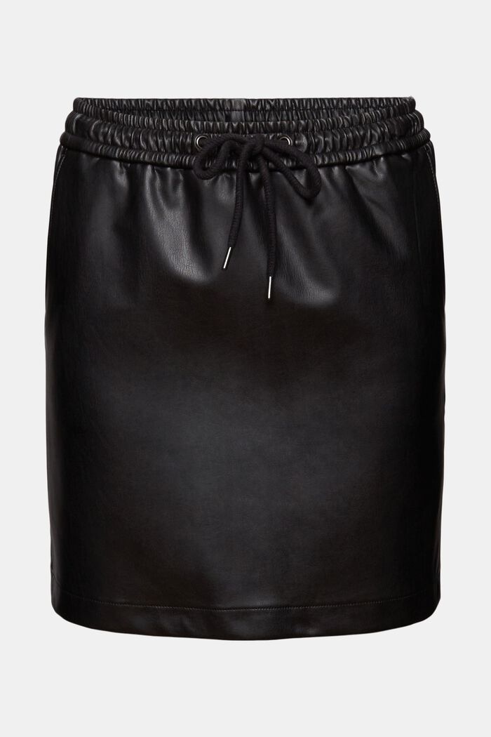 Mini-nederdel i læderlook, BLACK, detail image number 6