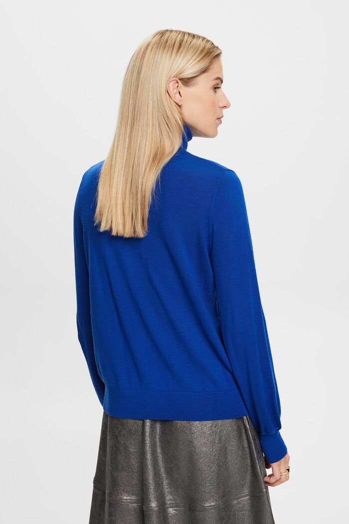 Rullekravesweater i uld, BRIGHT BLUE, detail image number 4