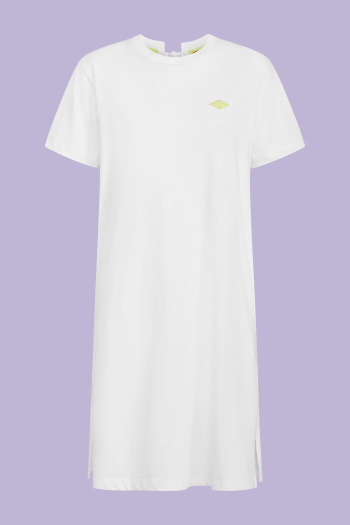 Broderet kjole i bomuldsjersey, WHITE, detail image number 5