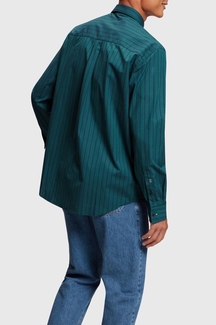 Stribet poplin-skjorte i relaxed fit, TEAL BLUE, detail image number 1