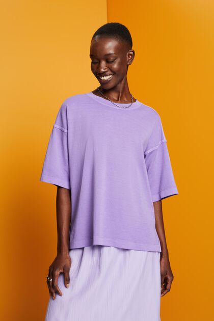 Oversized T-shirt i bomuld, PURPLE, overview