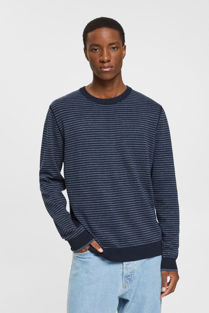 Stribet sweater, NAVY, detail image number 1