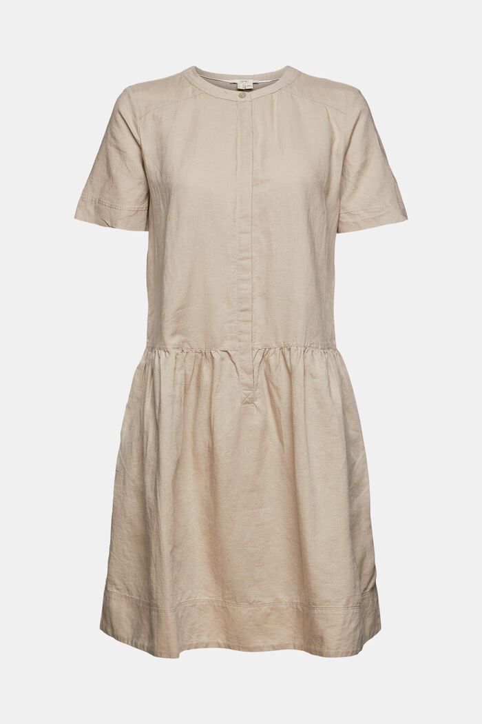 I hørmiks: kjole med knapstolpe, LIGHT TAUPE, detail image number 5