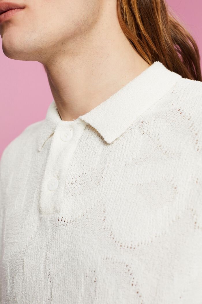 Bouclé-poloshirt, OFF WHITE, detail image number 2