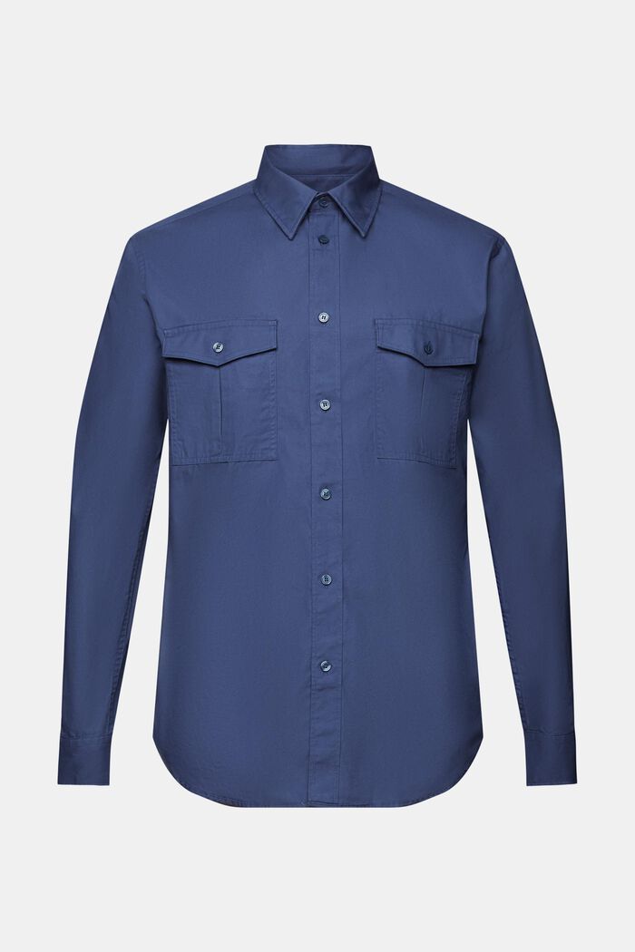 Utility-skjorte i bomuld, GREY BLUE, detail image number 6
