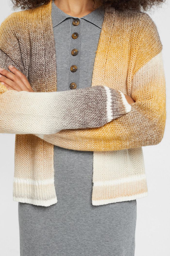 Gradient-cardigan, bomuldsmiks, DUSTY YELLOW, detail image number 0