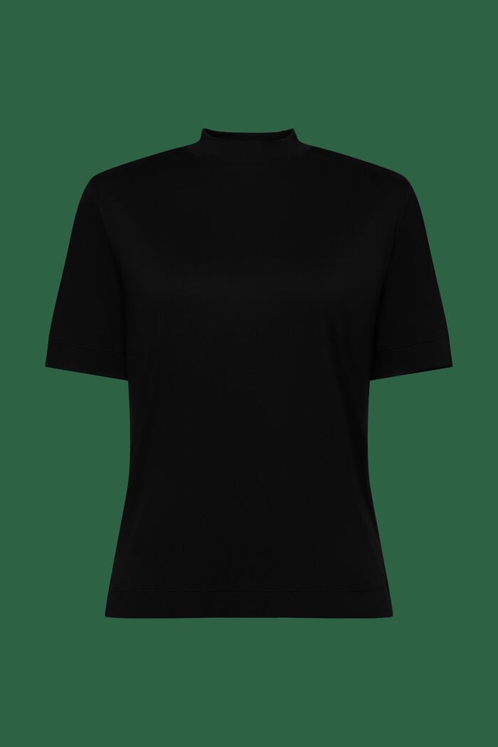 Jersey-T-shirt med høj hals, BLACK, detail image number 5