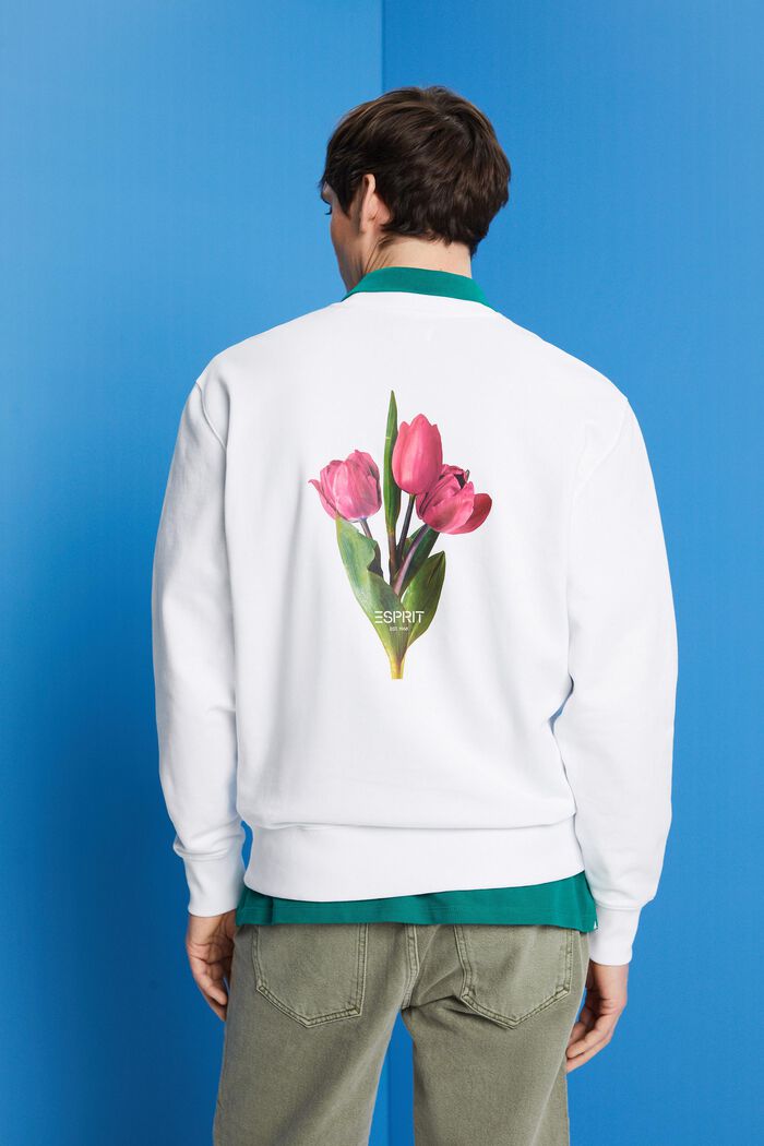 Sweatshirt med print på ryggen, WHITE, detail image number 3