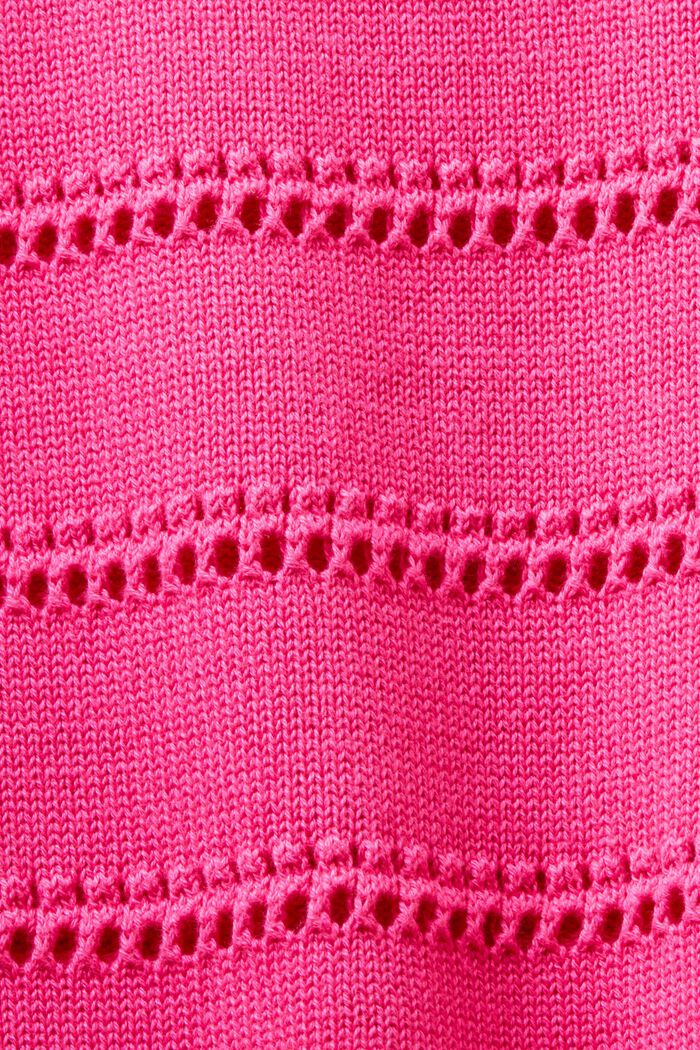 Kortærmet pointelle-sweater, PINK FUCHSIA, detail image number 4