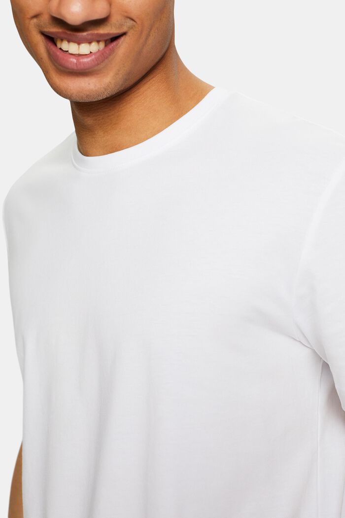 Jersey-T-shirt i pimabomuld med rund hals, WHITE, detail image number 3
