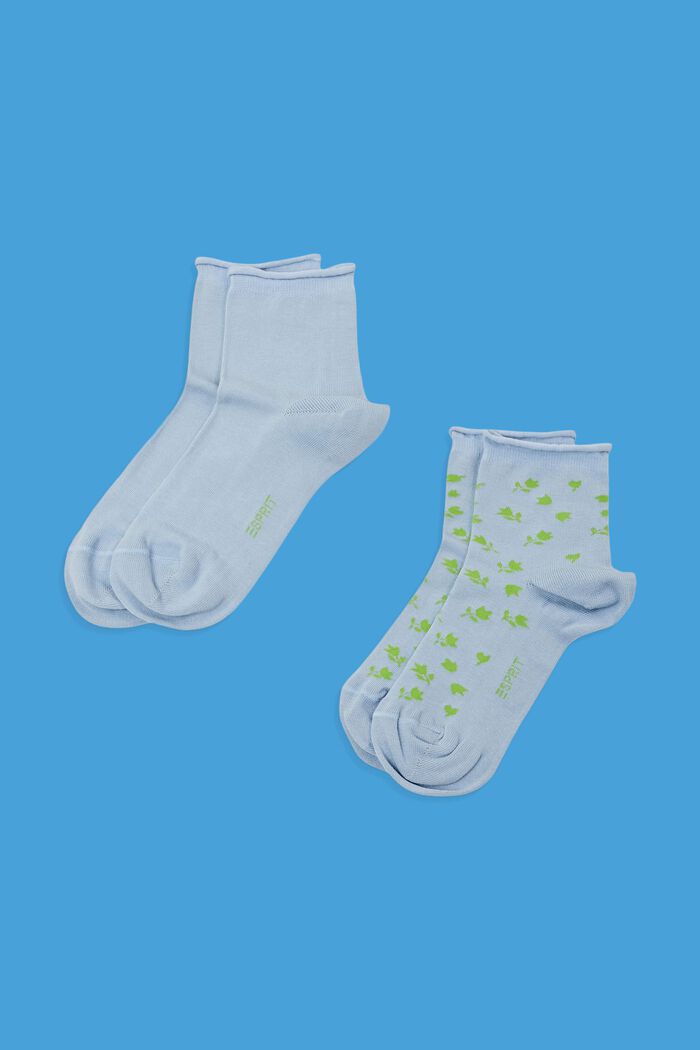Pakke med 2 par korte sokker med blomstermønster, CLOUD, detail image number 0