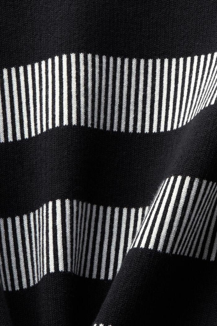 Sweater med jacquard-striber og rund hals, BLACK, detail image number 5