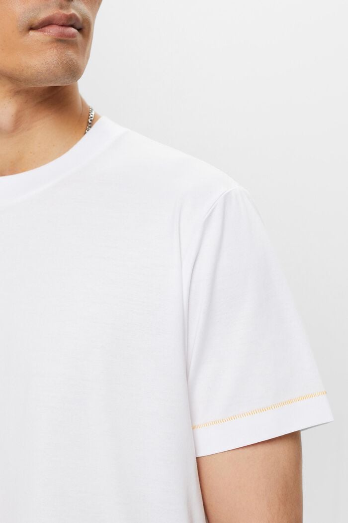 Jersey-T-shirt med rund hals, 100 % bomuld, WHITE, detail image number 2
