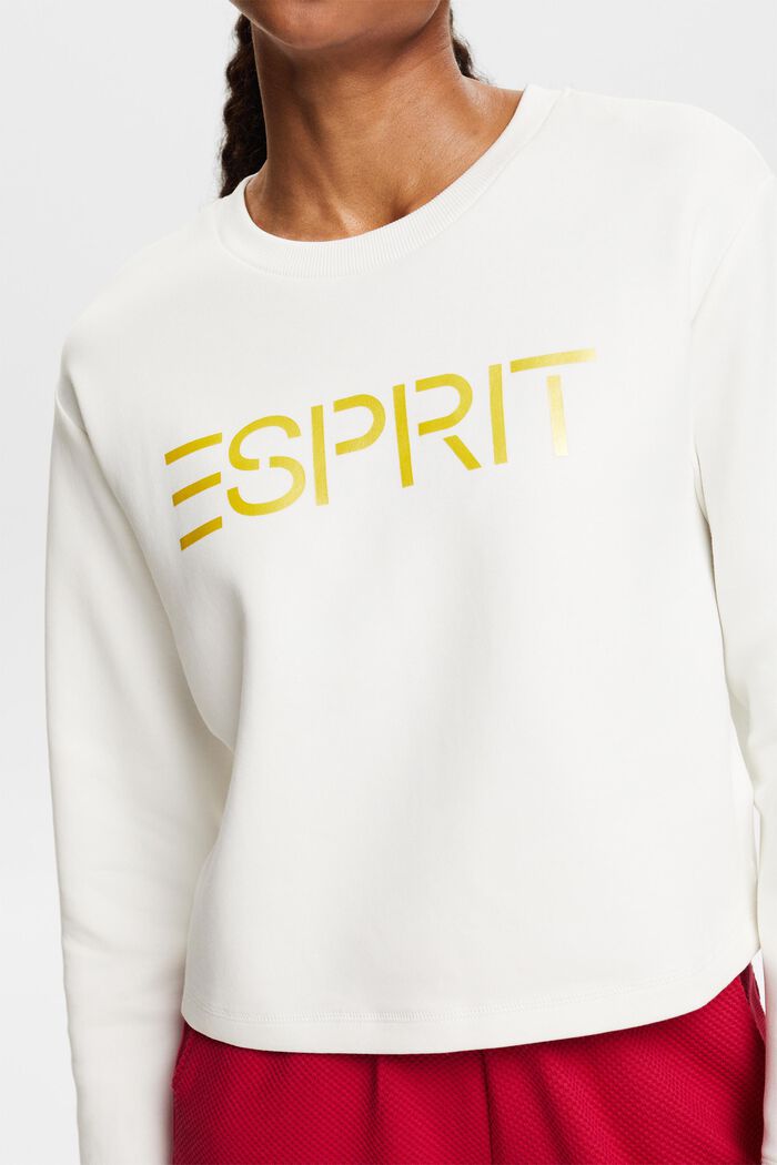 Sweatshirt med rund hals og logo, OFF WHITE, detail image number 2