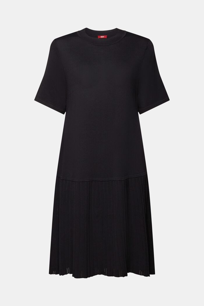 Plisseret kjole med lav talje, BLACK, detail image number 6