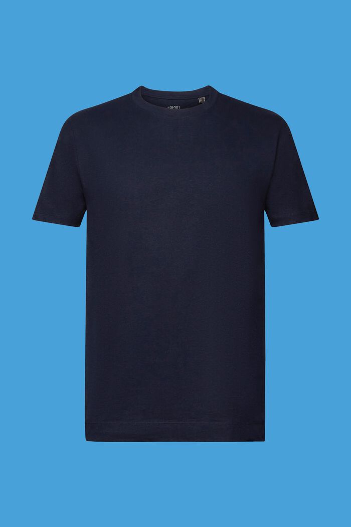 T-shirt i hør-/bomuldsmiks, NAVY, detail image number 6