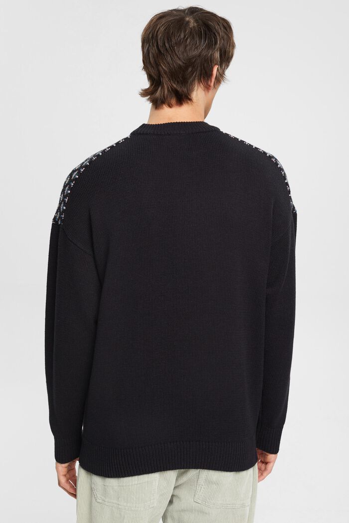 Pullover med jacquard-mønster, BLACK, detail image number 3