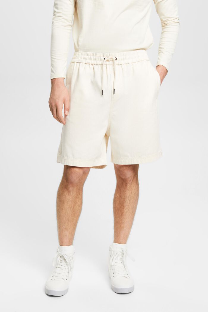 Shorts i ren bomuld med print bagpå, CREAM BEIGE, detail image number 0