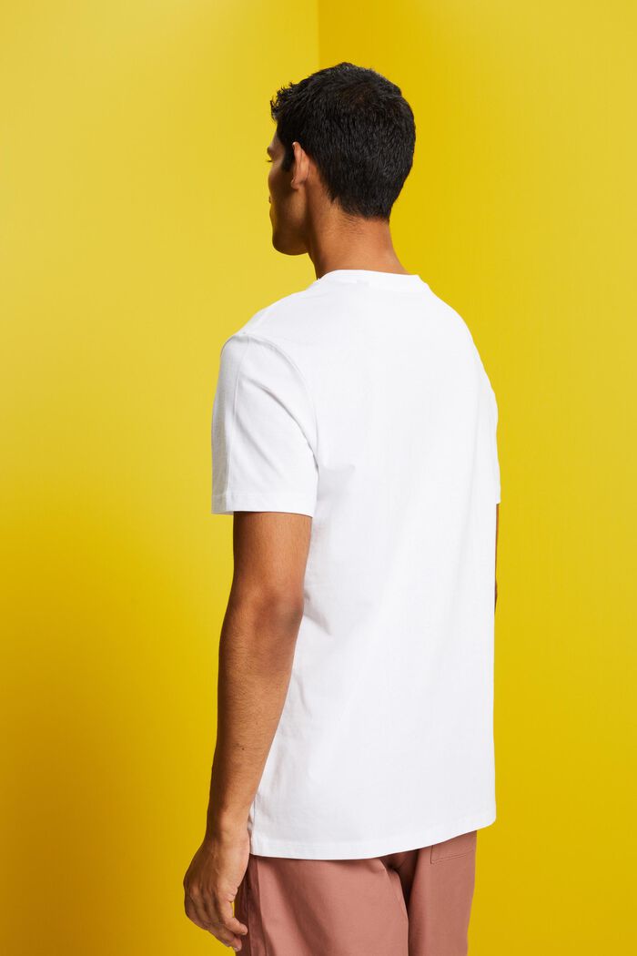 T-shirt med V-hals, pimabomuld, WHITE, detail image number 3