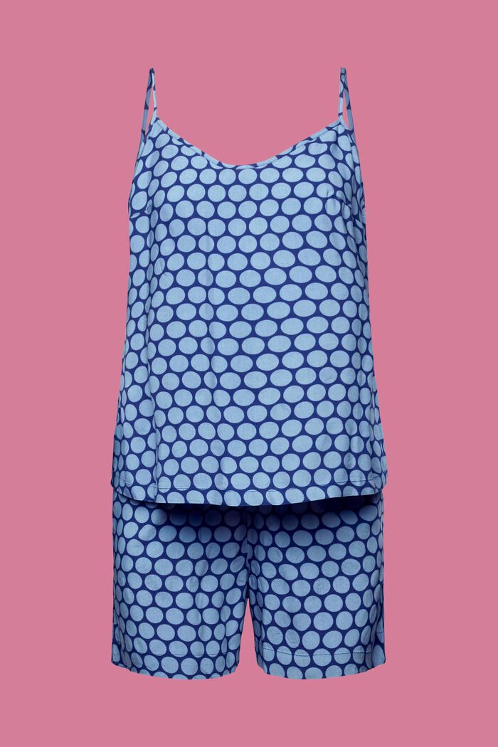 Kort pyjamas med polkaprikket print, DARK BLUE, detail image number 5