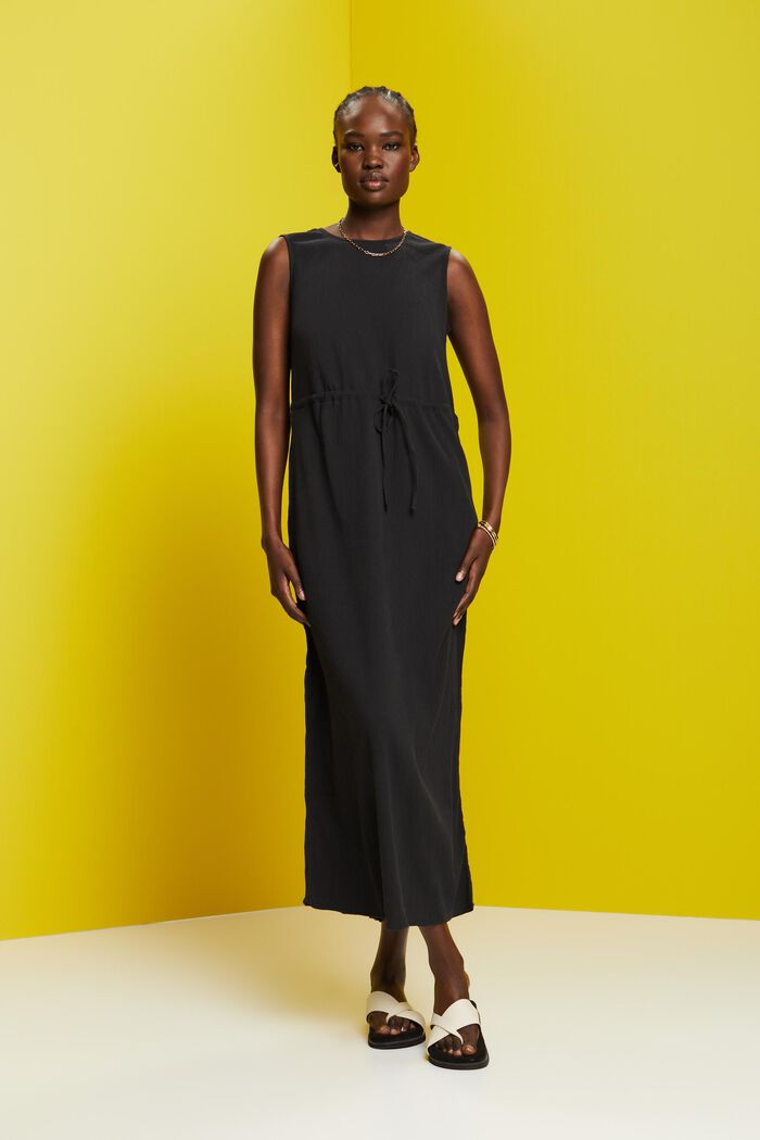 Krøllet maxi-kjole, BLACK, detail image number 5