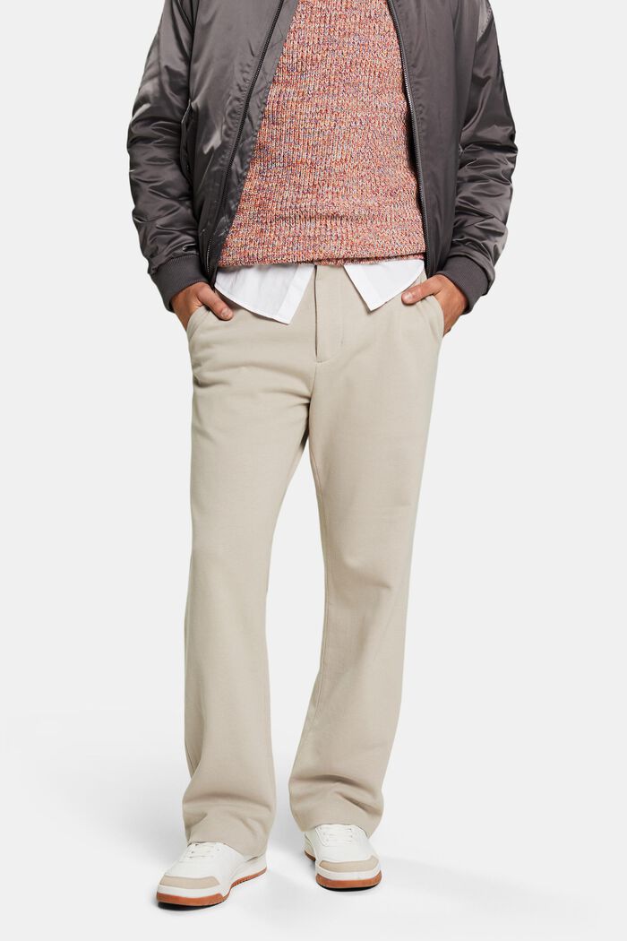 Bukser i strikket piqué-jersey, BEIGE, detail image number 0