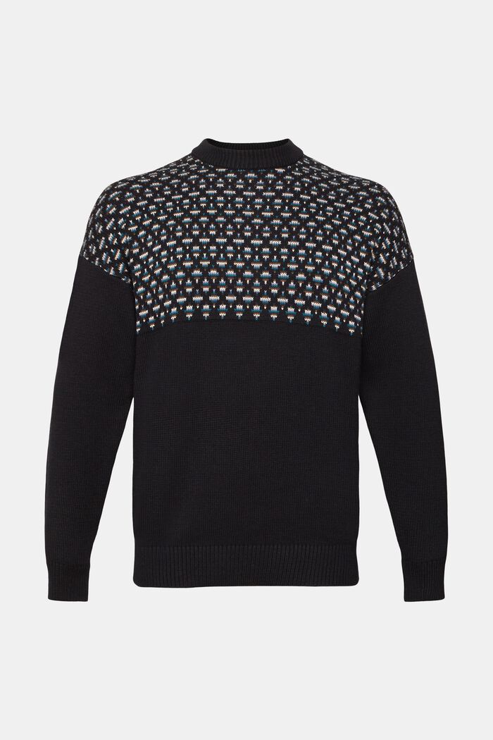 Pullover med jacquard-mønster, BLACK, detail image number 6