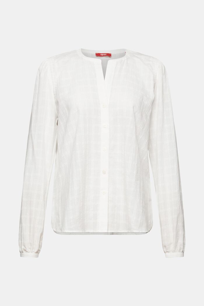 Bluse i tekstureret bomuld, OFF WHITE, detail image number 6