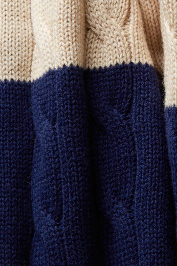 Stribet sweater i kabelstrik, SAND, detail image number 7