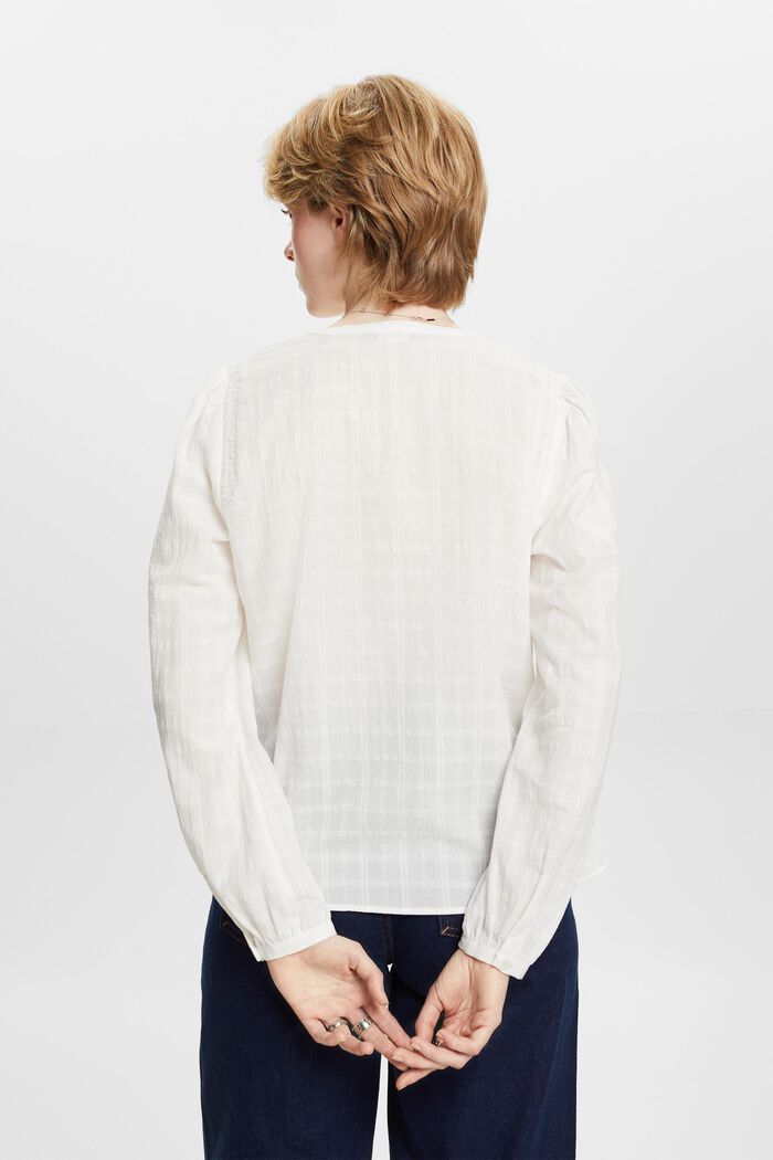 Bluse i tekstureret bomuld, OFF WHITE, detail image number 4
