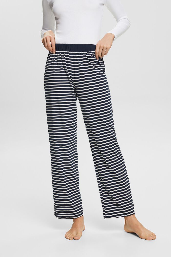 Pull on-pyjamasbukser med striber, NAVY, detail image number 0