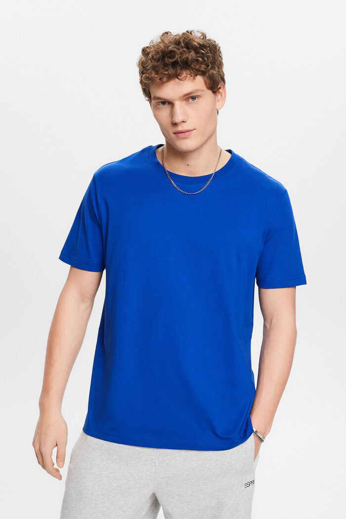 Jersey-T-shirt med rund hals, BRIGHT BLUE, detail image number 0
