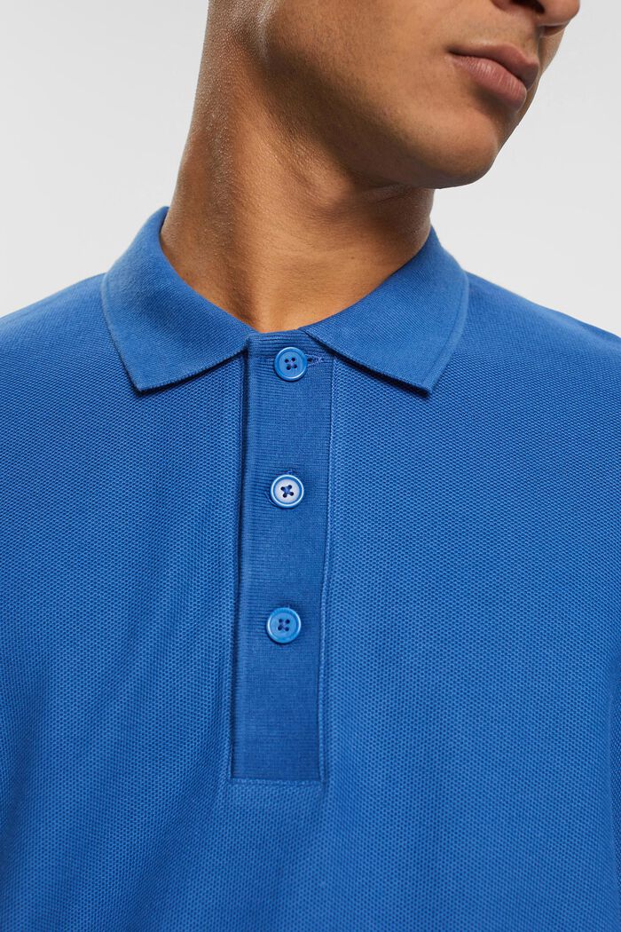 Piqué poloskjorte med lange ærmer, BLUE, detail image number 0